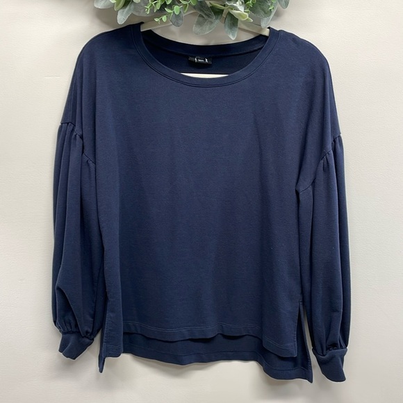 a.n.a. Long Puff Sleeve Raglan Navy Sweatshirt M - Picture 1 of 15